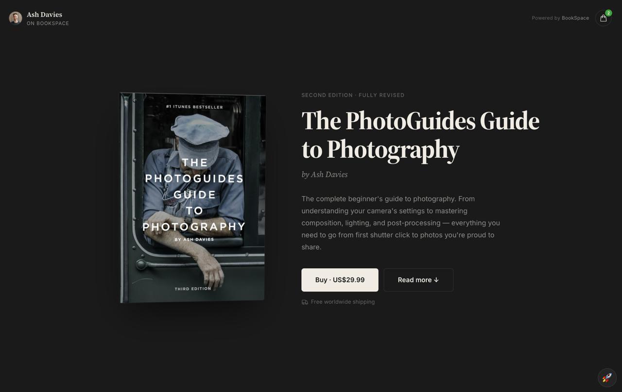 Books.by author storefront with dark theme